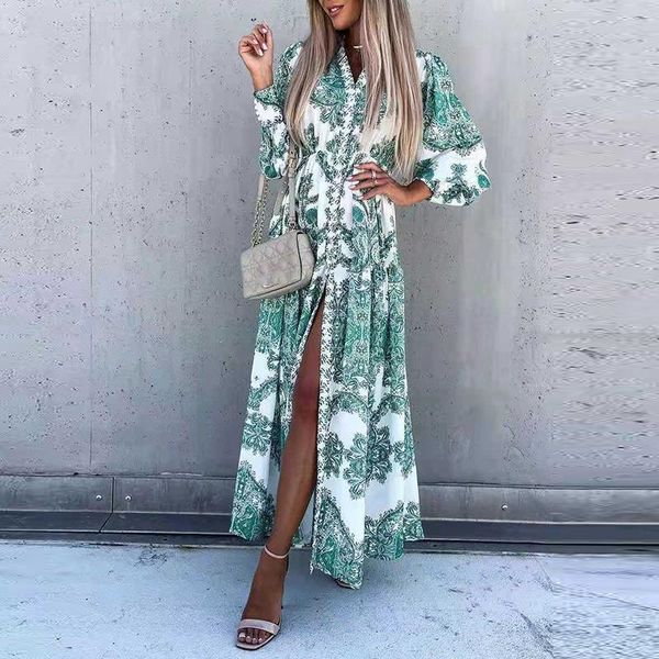casual dresses printing hem maxi dress women elegant button elastic waist deep v neck spring summer loose long party slit, Black;gray
casual dresses printing hem maxi dress women elegant button elastic waist deep v neck spring summer loose long party slit, Black;gray