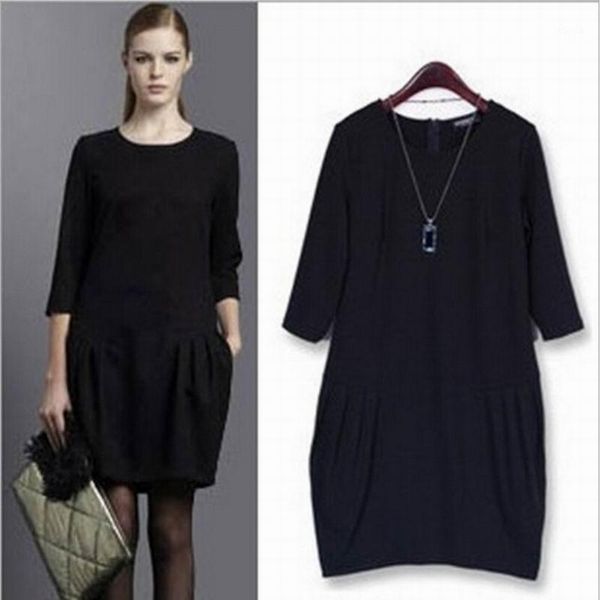 autumn black dress spring women plus size loose fashion casual lady's clothing dresses, Black;gray
autumn black dress spring women plus size loose fashion casual lady's clothing dresses, Black;gray