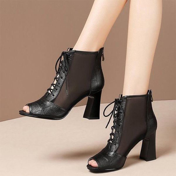 dress shoes women sandals mesh breathable peep toe ladies square high heels lace up ankle boots summer party casual fashion, Black
dress shoes women sandals mesh breathable peep toe ladies square high heels lace up ankle boots summer party casual fashion, Black