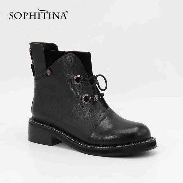 sophitina zipper ankle boots brand genuine leather woman shoes handmade slip-on square heel round toe boots sl21 210513, Black
sophitina zipper ankle boots brand genuine leather woman shoes handmade slip-on square heel round toe boots sl21 210513, Black