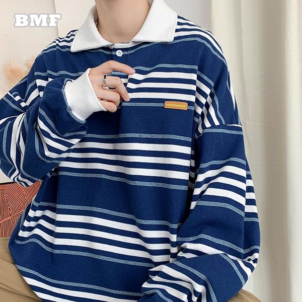 men's polos 2021 hip hop couple oversized shirt loose plus size striped sweatshirt korean clothes men women kpop long sleeve pullover, White;black
men's polos 2021 hip hop couple oversized shirt loose plus size striped sweatshirt korean clothes men women kpop long sleeve pullover, White;black