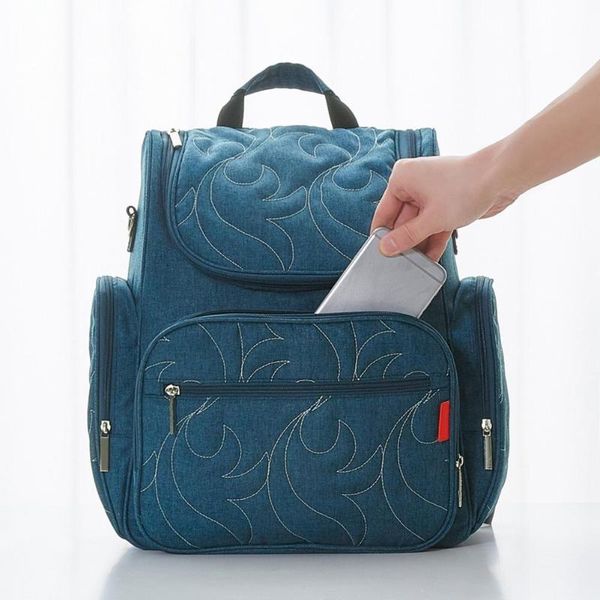 large capacity mommy bag embroidered print waterproof nylon nappy backpack for daily supplies diaper bags