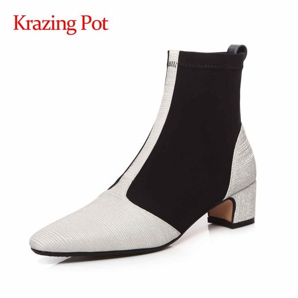 boots krazing pot gladiator nightclub bling modern mixed cloth square toe med heel slip on young lady dress ankle l04, Black
boots krazing pot gladiator nightclub bling modern mixed cloth square toe med heel slip on young lady dress ankle l04, Black