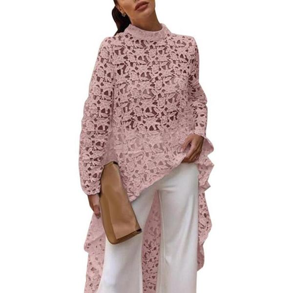 women's blouses & shirts spring autumn fashion women solid color hollow out lace blouse high low top, White
women's blouses & shirts spring autumn fashion women solid color hollow out lace blouse high low top, White