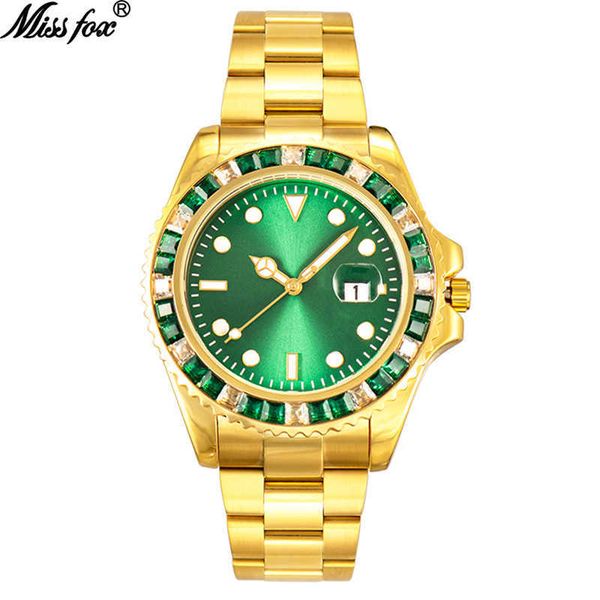missfox watch swiss color diamond green water ghost inlaid diamond steel band waterproof men's watch, Slivery;brown
missfox watch swiss color diamond green water ghost inlaid diamond steel band waterproof men's watch, Slivery;brown