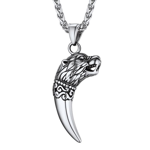 chainspro vintage wolf pendant necklace for men, black/gold plated 316l stainless steel masculine viking necklace cp739, Silver
chainspro vintage wolf pendant necklace for men, black/gold plated 316l stainless steel masculine viking necklace cp739, Silver