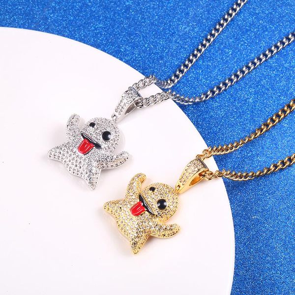 pendant necklaces copper inlaid zircon ghost funny tongue cute hip hop necklace multinational supply factory direct sales, Silver
pendant necklaces copper inlaid zircon ghost funny tongue cute hip hop necklace multinational supply factory direct sales, Silver