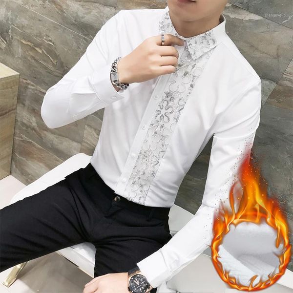 lace patchwork shirt men autumn winter thick mens casual shirts slim fit long sleeve prom tuxedo man 3xl men's dress, White;black
lace patchwork shirt men autumn winter thick mens casual shirts slim fit long sleeve prom tuxedo man 3xl men's dress, White;black