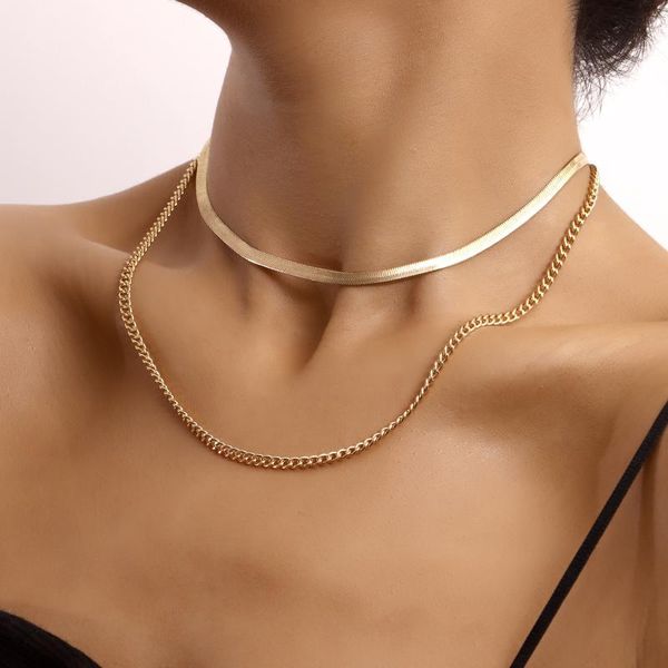 pendant necklaces simple double-layer eyelet snake bone chain necklace female punk gold alloy choker collar jewelry, Silver
pendant necklaces simple double-layer eyelet snake bone chain necklace female punk gold alloy choker collar jewelry, Silver