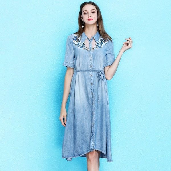 casual dresses summer fashion embroidered women's rags denim elastic waistline gowns office lay-offs at the height of knee dressed e8ey, Black;gray
casual dresses summer fashion embroidered women's rags denim elastic waistline gowns office lay-offs at the height of knee dressed e8ey, Black;gray
