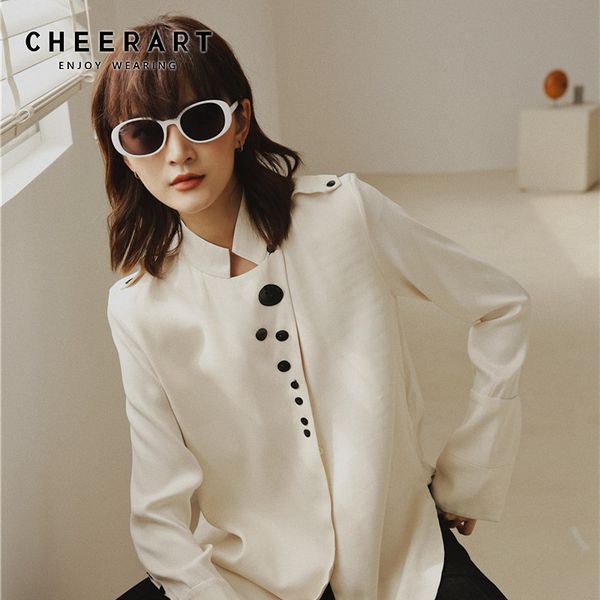 designer satin blouse long sleeve button up stand collar shirt women fashion ladies fall 210427, White
designer satin blouse long sleeve button up stand collar shirt women fashion ladies fall 210427, White