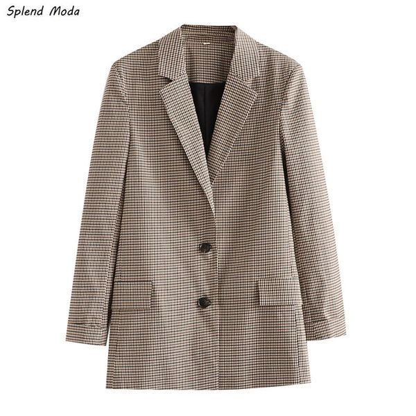 women's suits & blazers splend moda 2021 autumn fashion vintage houndstooth lapel long-sleeve plaid single-breasted suit jacket women c, White;black
women's suits & blazers splend moda 2021 autumn fashion vintage houndstooth lapel long-sleeve plaid single-breasted suit jacket women c, White;black