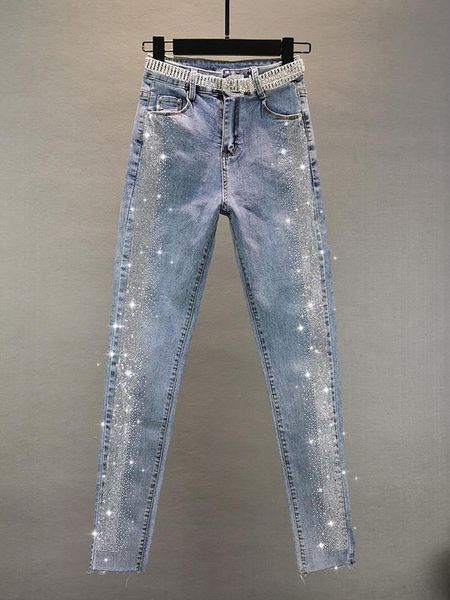 women's jeans cotton elastic shine beading women autumn winter 2021 high waist slim ankle length pencil solid female pants, Blue
women's jeans cotton elastic shine beading women autumn winter 2021 high waist slim ankle length pencil solid female pants, Blue