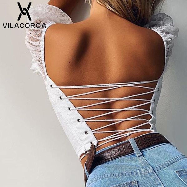 women's t-shirt backless lace-up short t shirt square collar lantern sleeve high street tee female bodycon partywear crop, White
women's t-shirt backless lace-up short t shirt square collar lantern sleeve high street tee female bodycon partywear crop, White