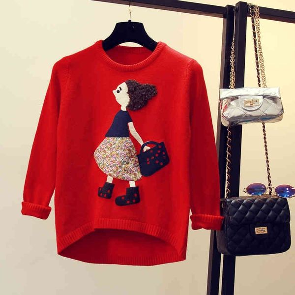 women's sweaters autumn pullover sweater women lovely doll appliques basic streetwear jumper female pull femme hiver t qir4, White;black
women's sweaters autumn pullover sweater women lovely doll appliques basic streetwear jumper female pull femme hiver t qir4, White;black