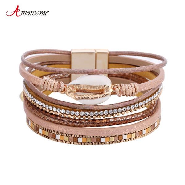 tennis amorcome bohemian women's leather bracelet multistrand shell charm magnetic clasp wristband summer beach jewelry gift for women, Golden;silver
tennis amorcome bohemian women's leather bracelet multistrand shell charm magnetic clasp wristband summer beach jewelry gift for women, Golden;silver