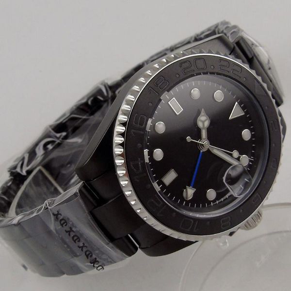 wristwatches 40mm black sterile dial sapphire glass pvd coated ceramic bezel date case back gmt automatic men's watch, Slivery;brown
wristwatches 40mm black sterile dial sapphire glass pvd coated ceramic bezel date case back gmt automatic men's watch, Slivery;brown