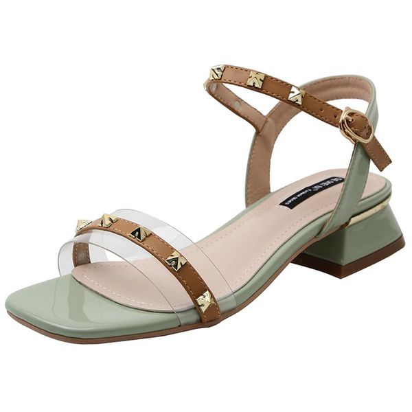green and pink sandals for women rivet low horseshoe heel transparent plastic strip leisure fashion shoes girls, Black
green and pink sandals for women rivet low horseshoe heel transparent plastic strip leisure fashion shoes girls, Black