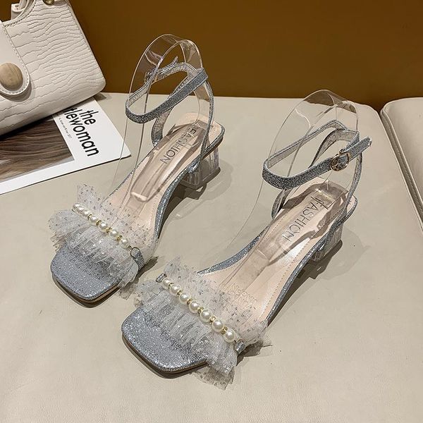 sandals short heel women summer pearl transparent semi-high crystal fairy fashion rhinestone women's shoes, Black
sandals short heel women summer pearl transparent semi-high crystal fairy fashion rhinestone women's shoes, Black