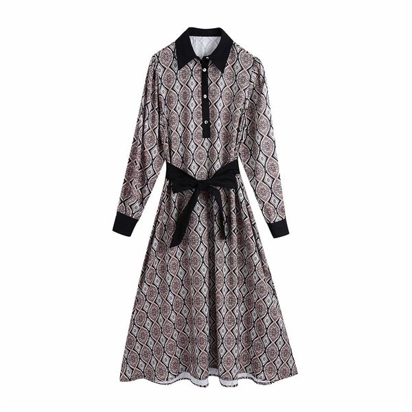 casual dresses women sprint autumn vintage geometric print za long with belt lady turn-down collar high waist slim dress lmf1, Black;gray
casual dresses women sprint autumn vintage geometric print za long with belt lady turn-down collar high waist slim dress lmf1, Black;gray
