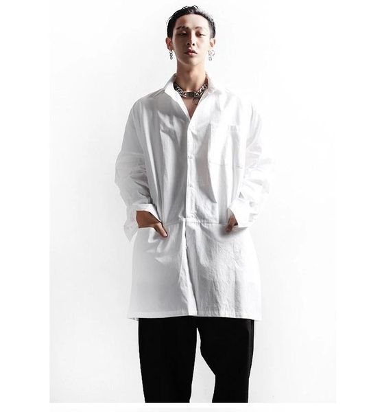 men's casual shirts retro hong kong style shirt loose small handsome tooling long sleeve top, White;black
men's casual shirts retro hong kong style shirt loose small handsome tooling long sleeve top, White;black