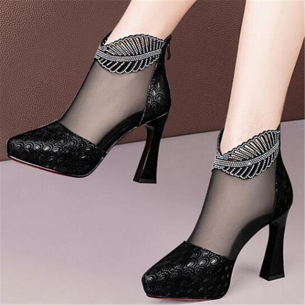 boots 2021 summer autumn embossed leather ankle woman high heel mesh sandals platform rhinestone shoes female footware 34-40, Black
boots 2021 summer autumn embossed leather ankle woman high heel mesh sandals platform rhinestone shoes female footware 34-40, Black
