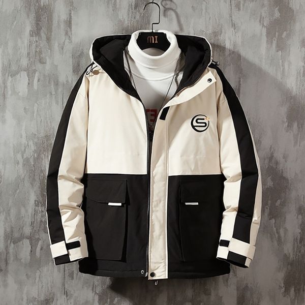 winter men parka casual patchwork jacket hooded solid color thicken parkas men warm baseball bomber jacket outwear 210603, Black
winter men parka casual patchwork jacket hooded solid color thicken parkas men warm baseball bomber jacket outwear 210603, Black