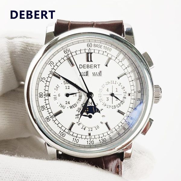 wristwatches automatic watch men mechanical wristwatch moon phase white dial silver year day month week 42mm 316l stainless steel case clock, Slivery;brown
wristwatches automatic watch men mechanical wristwatch moon phase white dial silver year day month week 42mm 316l stainless steel case clock, Slivery;brown
