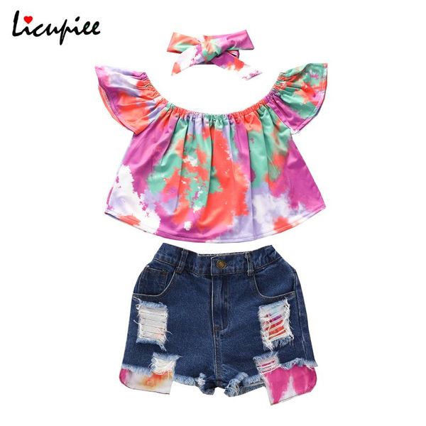 clothing sets 1-6 years print fashion baby girl summer kids girls 3-piece outfit set tie-dye +ripped denim shorts+headband, White
clothing sets 1-6 years print fashion baby girl summer kids girls 3-piece outfit set tie-dye +ripped denim shorts+headband, White