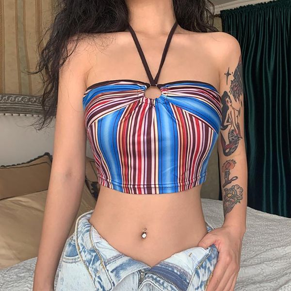 women's tanks & camis colorful striped crop for women summer halter lace up backless hollow out female camisole tube bustier club w, White
women's tanks & camis colorful striped crop for women summer halter lace up backless hollow out female camisole tube bustier club w, White