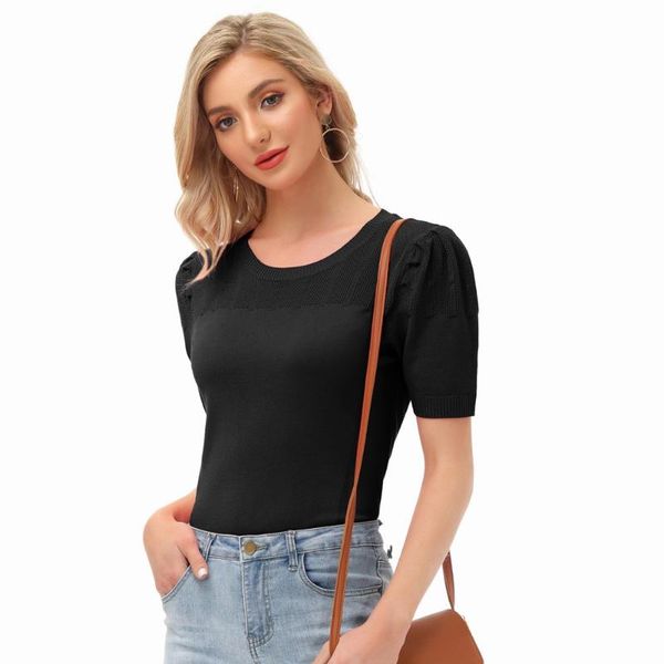 kate kasin summer women hollowed-out t-shirt puffed short sleeve crew neck kitted knitwear tee shirt elegant ladies women's, White
kate kasin summer women hollowed-out t-shirt puffed short sleeve crew neck kitted knitwear tee shirt elegant ladies women's, White