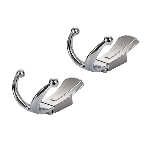 2pcs zinc alloy double hooks hanger wall hook coat and hat for kitchen bathroom office (chrome) & rails