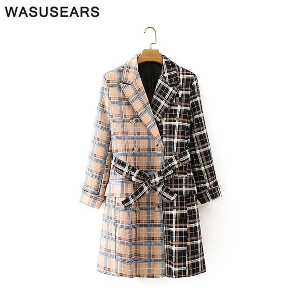 casual dresses autumn dress long sleeve turn down collar plaid blazer with belt patchwork mini button up pockets streetwear, Black;gray
casual dresses autumn dress long sleeve turn down collar plaid blazer with belt patchwork mini button up pockets streetwear, Black;gray