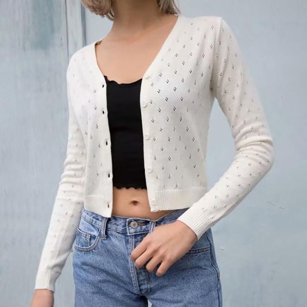 women's blouses & shirts unuth girls slim hollow out knitted 2021 spring-summer fashion ladies vintage bomb cotton knitwear women chic, White
women's blouses & shirts unuth girls slim hollow out knitted 2021 spring-summer fashion ladies vintage bomb cotton knitwear women chic, White