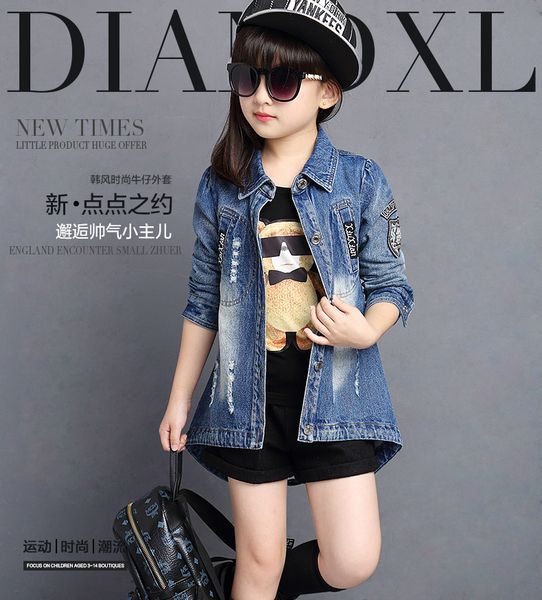 Children Denim Jacket 2016 Autumn Girls Cardigan Outerwear & Coat Girls Princess Long-Sleeved Trench Jacket Age 3-13 T, Blue
Children Denim Jacket 2016 Autumn Girls Cardigan Outerwear & Coat Girls Princess Long-Sleeved Trench Jacket Age 3-13 T, Blue