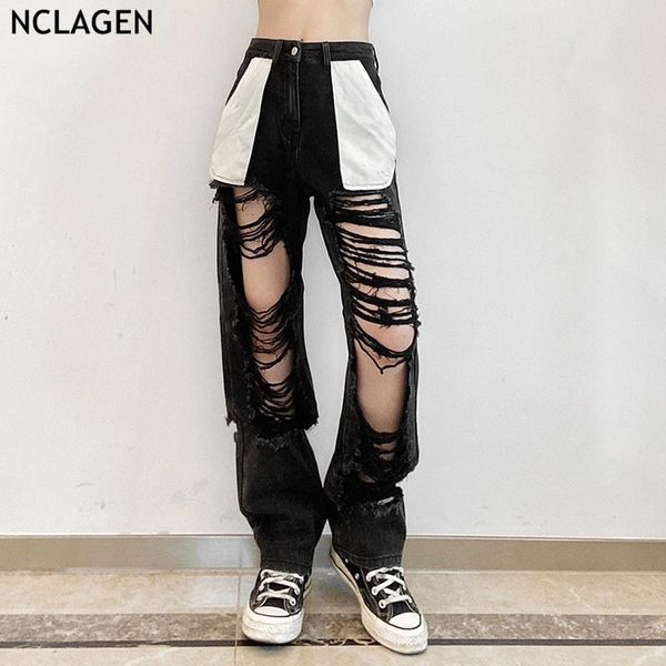 women's jeans nclagen women 2021 fashion ripped hole denim trousers streetwear patchwork casual vintage disco pants woman pant capris, Blue
women's jeans nclagen women 2021 fashion ripped hole denim trousers streetwear patchwork casual vintage disco pants woman pant capris, Blue
