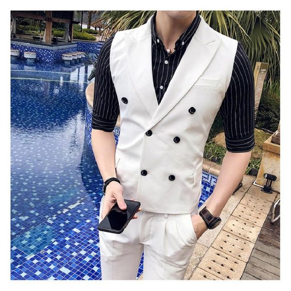 men's suits & blazers thorndike fashion brand 2021 summer suit male slim england style casual vest and pants, White;black
men's suits & blazers thorndike fashion brand 2021 summer suit male slim england style casual vest and pants, White;black