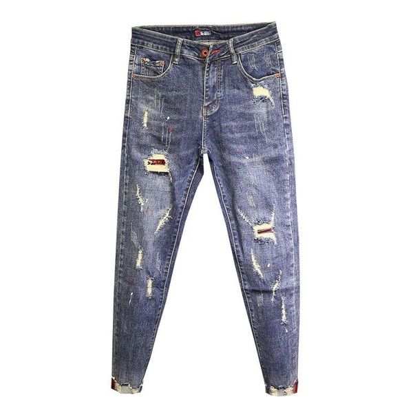men's pants nine-point jeans 2021 spring and autumn thin section ripped fashion casual feet korean trendy, Black
men's pants nine-point jeans 2021 spring and autumn thin section ripped fashion casual feet korean trendy, Black