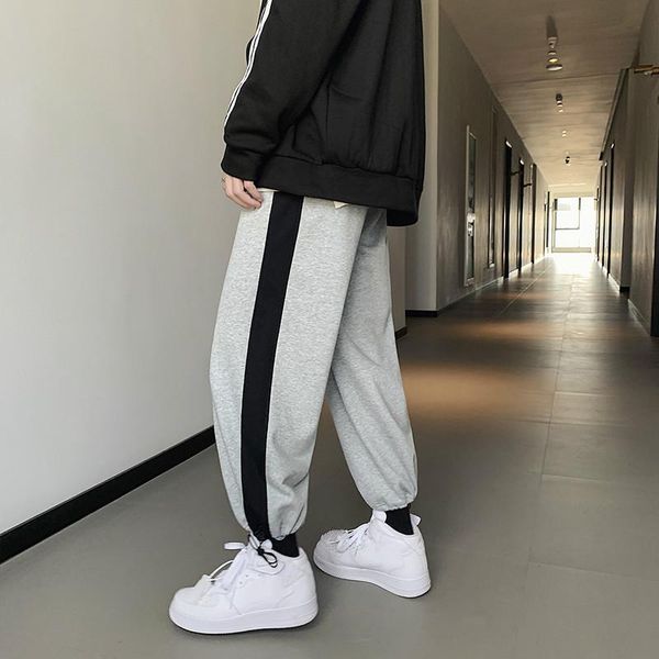 men's pants 2021 spring summer fashion tide male loose quality cotton harajuku striped student sports casual trousers, Black
men's pants 2021 spring summer fashion tide male loose quality cotton harajuku striped student sports casual trousers, Black