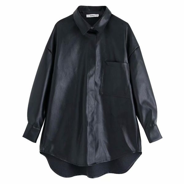 shirt blouse pu oversized long sleeve womens and faux leather loose blouses black women's & shirts, White
shirt blouse pu oversized long sleeve womens and faux leather loose blouses black women's & shirts, White