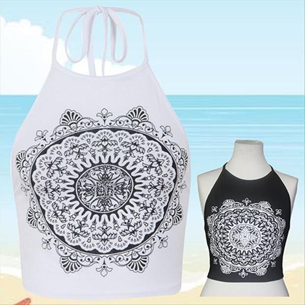 summer cool fashion mandala print women camis halter neck round vest crop top, White
summer cool fashion mandala print women camis halter neck round vest crop top, White