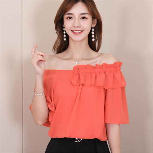 women's blouses & shirts loose female summer oversized ruffles slash neck shirt lady hedging blouse woman thin la camisa chemise, White
women's blouses & shirts loose female summer oversized ruffles slash neck shirt lady hedging blouse woman thin la camisa chemise, White