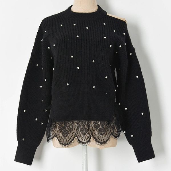 women's sweaters 2021 runway women hollow strapless nail drill luxury lace patchwork black white knitted sweater pullover clothes 8y2w, White;black
women's sweaters 2021 runway women hollow strapless nail drill luxury lace patchwork black white knitted sweater pullover clothes 8y2w, White;black