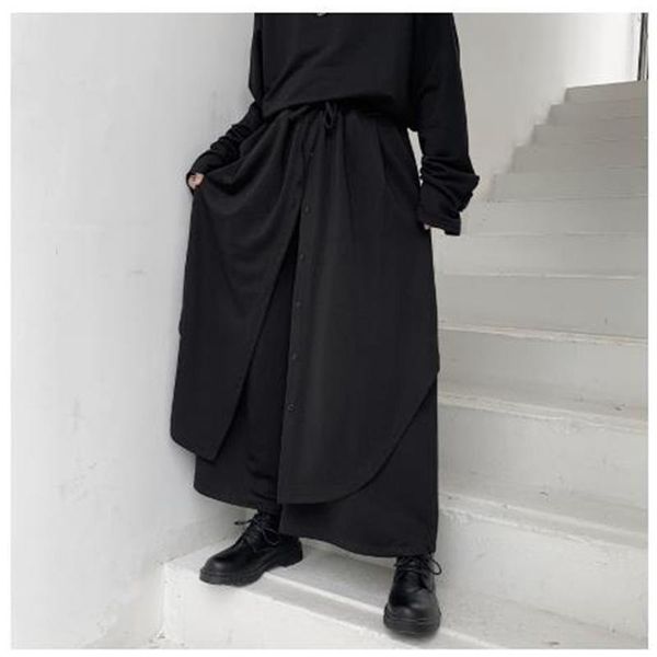 men's pants fashion casual straight fake two skirt baggy hip hop japanese yamamoto trend, Black
men's pants fashion casual straight fake two skirt baggy hip hop japanese yamamoto trend, Black