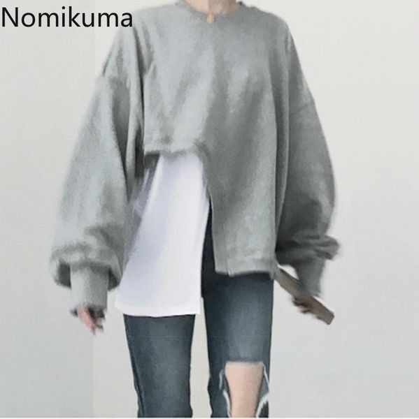 women's hoodies & sweatshirts nomikuma irregular patchwork pullover sweatshirt coat 2021 autumn long sleeve causal o-neck women jumper, Black
women's hoodies & sweatshirts nomikuma irregular patchwork pullover sweatshirt coat 2021 autumn long sleeve causal o-neck women jumper, Black