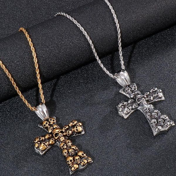 pendant necklaces men's punk style gothic skull ghost head cross gold color stainless steel chain necklace homme choker party jewelry g, Silver
pendant necklaces men's punk style gothic skull ghost head cross gold color stainless steel chain necklace homme choker party jewelry g, Silver