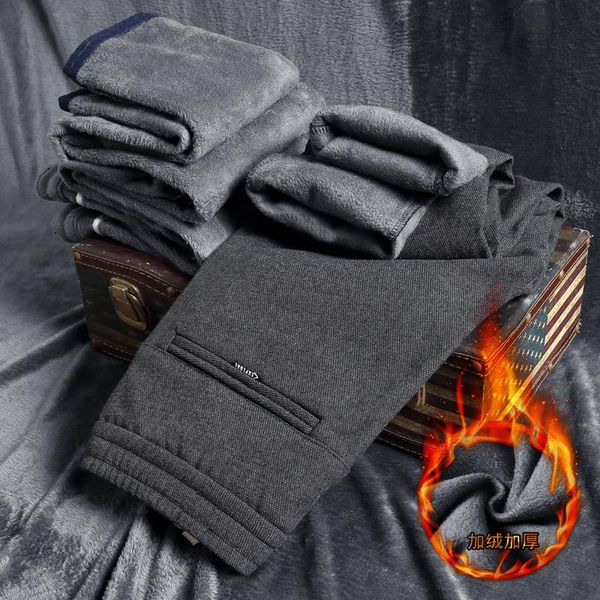 brand men's winter fleece fluff thicken warm casual pants men business straight elastic thick plaid cotton gray trousers male, Black
brand men's winter fleece fluff thicken warm casual pants men business straight elastic thick plaid cotton gray trousers male, Black