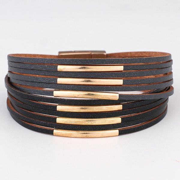 link, chain 1 pcs pu bracelet women wide multilayer handmade fashion jewelry bohemian wrap bracelets beads br0023, Black
link, chain 1 pcs pu bracelet women wide multilayer handmade fashion jewelry bohemian wrap bracelets beads br0023, Black