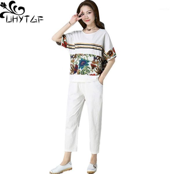 elegant womans sets short-sleeved printing cotton linen summer two piece set female loose plus size suit 1625 women's tracksuits, Gray
elegant womans sets short-sleeved printing cotton linen summer two piece set female loose plus size suit 1625 women's tracksuits, Gray