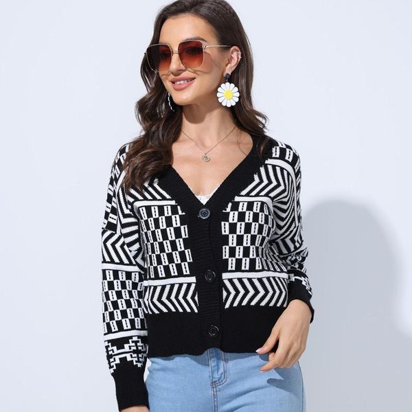 women's knits & tees vintage cardigan women deep v neck printed sweaters ladies loose knit oversezed knitted sweater short jacket, White
women's knits & tees vintage cardigan women deep v neck printed sweaters ladies loose knit oversezed knitted sweater short jacket, White